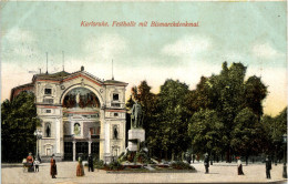 Karlsruhe - Festhalle Mit Bismarckdenkmal - Karlsruhe