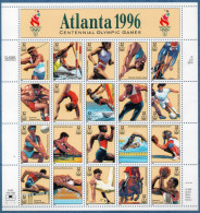 USA 1996 Olympic Games Atlanta Sheet MNH Javelin, Canoeing, Equestrian, Fencing, Surfing, Wrestling - Summer 1996: Atlanta