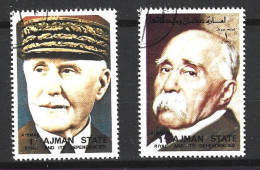 AJMAN. Timbres Oblitérés. Pétain/Clémenceau. - WO1