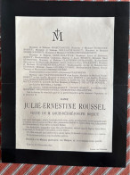 Dame Julie-Ernestine Roussel Veuve Bossut Louis *1821 Tournai +1893 Tournai Dumanoir Hollande Cherequefosse Claeyssens W - Décès