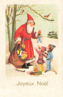 Santa Claus * CPA Illustrateur * Père Noël St Nicolas * + Paillettes * Enfants Jeux Jouets * JOYEUX NOEL - Kerstman