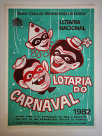 Portugal Loterie Carnaval Avis Officiel Affiche 1982 Loteria Lottery Carnival  Official Notice Poster - Biglietti Della Lotteria