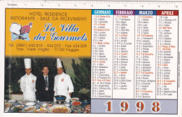 Calendarietto - Hotel Residence - La Villa Dei Gourmets - Foggia - Anno 1998 - Petit Format : 1991-00