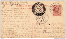 1916   CARTOLINA CON ANNULLO COLLIANO SALERNO - Stamped Stationery
