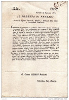 1816 FERRARA CIRCOLARE CONTRO LA PESTE NEL REGNO DI NAPOLI - Decrees & Laws