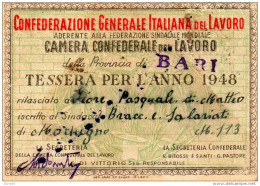 1948  TESSERA CONFEDERAZIONE GENERALE ITALIANA - Documentos Históricos