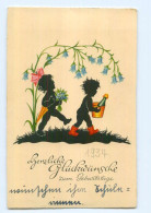 Y7434/ Geburtstag Schattenbild Litho AK 1934 - Compleanni