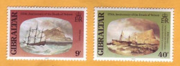 1980 Gibraltar 175 Horatio Nelson - British Naval Commander, Vice Admiral, Baron Nelson, 2v Mint - Gibraltar