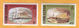 1980 Gibraltar 175 Horatio Nelson - British Naval Commander, Vice Admiral, Baron Nelson, 2v Mint - Gibilterra