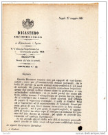 1861 NAPOLI - MERCEDE ALLE BALIE DEI PROIETTI - Historical Documents