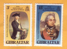 1980 Gibraltar 175 Horatio Nelson - British Naval Commander, Vice Admiral, Baron Nelson, 2v Mint - Gibilterra