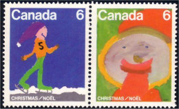 (C06-74ab) Canada Pere Noel Santa Claus Patineur Skater Se-tenant MNH ** Neuf SC - Christmas