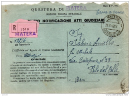 1948  LETTERA   RACCOMANDATA CON ANNULLO  MATERA +  PALO DEL COLLE - Segnatasse