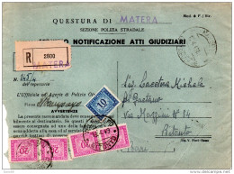 1949  LETTERA RACCOMANDATA CON ANNULLO   MATERA +  BITONTO BARI - Segnatasse