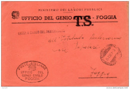 1953 LETTERA INTESTATA GENIO CIVILE FOGGIA - Portomarken