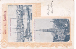 3320/ Gruss Aus Hamburg, Hafen Baumwall Und Vorsetzen, Katharinenkirche, 1900 - Other & Unclassified