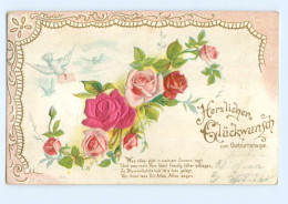 Y6339/ Geburtstag - Blüten Aus Seide  Litho Prägedruck  1907 - Geburtstag
