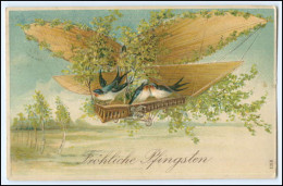 N7901/ Pfingsten Schwalebn Im Flugzeug Lith Prägedruck AK Ca.1910 - Pentecost