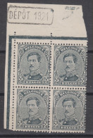 COB 183-V1 ** Neuf Sans Charnière Bloc De 4 Inscription Marginale Lettres BE De Belgique Déformées Timbre En Bas àgauche - 1901-1930