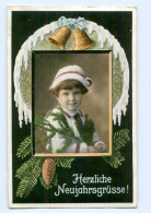 Y7444/ Neujahr Kind Mit Tannzweig, Glocke AK 1917 - Nouvel An