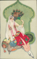 CHIOSTRI SIGNED 1920s POSTCARD - ORIENTAL WOMAN WITH VEIL - EDIT BALLERINI & FRATINI 211 (5628) - Chiostri, Carlo