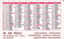 Calendarietto - M.de Paoli - Orologeria - Torino - Anno 1998 - Klein Formaat: 1991-00