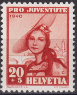 1940 Schweiz / Pro Juventute ** Zum:CH J95, Mi:CH 375, Yt:CH 356, Trachtenfrau, Solothurnerin - Unused Stamps