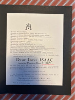 Dame Lydie Isaac épouse Aubry René *1889+1924 Mons Havre Philippron Malengreau Sohier Delacroix Huon Bouttiau Duvivier - Obituary Notices