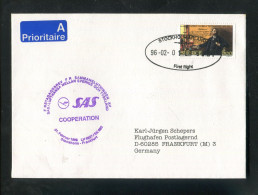 "SCHWEDEN" 1996, Erstflugbrief LH 6927/SK 635 "Stockholm-Frankfurt" (L1155) - Storia Postale