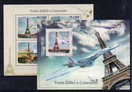 AVIATION - ST THOMAS PRINCE -2010 - CONCORDE & EIFFEL TOWER SHEETLET OF 4 + S/SHEET MINT NEVER HINGED - Concorde