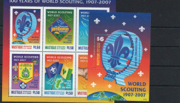 SCOUTS - MUSTIQUE - 2007 - SCOUTING CENTENARY SHEETLET OF 4 + SOUVENIR SHEET  MINT NEVER HINGED - Neufs