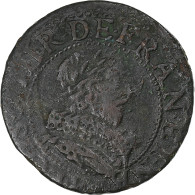 France, Louis XIII, Double Tournois, 163[-], Atelier Incertain, Cuivre, TB+ - 1610-1643 Lodewijk XIII Van Frankrijk De Rechtvaardige