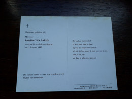Josephine Van Parijs + Deurne (Antwerpen) 1995 - Obituary Notices