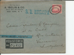 USA, Registered, Recommandé Par Paquebot "S.S. EUROPA" A. Iselin New York - Lausanne CH (24.10.1930) - Marcofilia