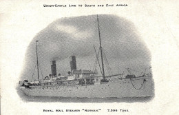 Union Castle Line Royal Mail Steamer To South And East Africa - 'Norman' - 1900 Used Postcard - Dampfer