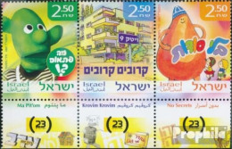 Israel 1913-1915 Dreierstreifen (kompl.Ausg.) Mit Tab Postfrisch 2007 Lehrreiches Fernsehen - Unused Stamps (with Tabs)