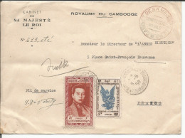 Royaume Du Cambodge, Lettre, Cachet CABINET DE SA MAJESTE LE ROI Pour Lausanne Suisse (9.6.1954) - Kambodscha