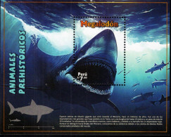 Peru - 2023 - Prehistoric Animals - Megalodon - Mint Souvenir Sheet - Peru