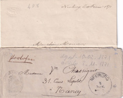 Guerre 1870 Lettre écrite Pendant Le 10/02 1871 Neufburg Pour Nancy (67) Chargée ? Mais Visiblement égarée Reçue Le 8/11 - Guerra De 1870