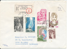 France Registered Cover Sent To Denmark Etrechy 22-7-1978 - Covers & Documents