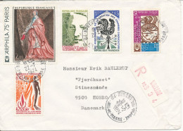 France Registered Cover Sent To Denmark Nogent S/Marne 22-7-1974 Topic Stamps - Lettres & Documents