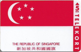 Denmark - KTAS - Flags - The Republic Of Singapore - TDKP125 - 12.1994, 5kr, 2.000ex, Used - Danemark