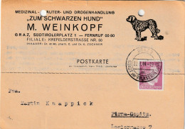 GRAZ  --   POSTKARTE  --  1944  --  M. WEINKOPF  --    ,,  ZUM SCHWARZEN HUND ,, - Briefe U. Dokumente