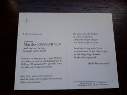 Martha Vansimpsen ° Brustem 1920 + Malle 1997 X Joseph Wauters - Begraf. Schoten - Obituary Notices