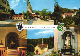 FIEBERBRUNN, TIROL, MULTIPLE VIEWS, ARCHITECTURE, SPA, UMBRELLA, EMBLEM, CHURCH, STATUE, AUSTRIA, POSTCARD - Fieberbrunn