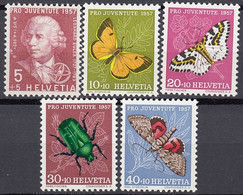 SCHWEIZ  648-652,  Postfrisch **, Pro Juventute 1957, Insekten - Ongebruikt