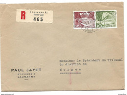 115 - 22 - Enveloppe Recommandée Envoyée De Lausanne  Gare-Cité 1955 - Lettres & Documents