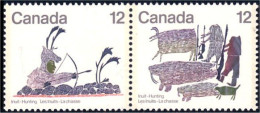 (C07-51aa) Canada Chasse Caribou Morse Walrus Hunting Se-tenant MNH ** Neuf SC - Unused Stamps