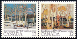 (C07-34ab) Canada Painting Trees Arbre Automne Se-tenant MNH ** Neuf SC - Bomen