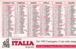 Calendarietto - Tipografia - Italia - Ferrara - Anno 1998 - Tamaño Pequeño : 1991-00